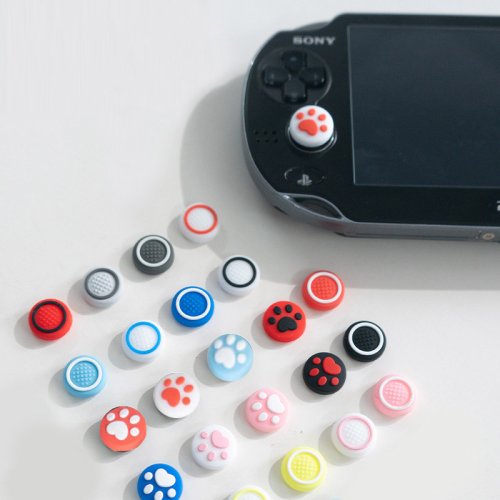 Imagen de Cubiertas de Joystick de Silicona Suave para PlayStation Vita PS Vita PSV 1000 y 2000 - Pack de 4 Tapas de Agarre Anti-Deslizantes con Funda Protectora Delgada