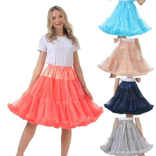 Imagen de Falda de Tutú Hinchada para Mujer con Cintura Elástica, Estilo Princesa y Ballet, Ideal para Baile, Lolita y Eventos Especiales, 55 cm