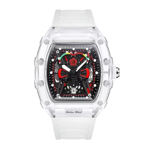 Imagen de Nuevo reloj de cuarzo para hombre, funda transparente, correa de silicona, calendario luminoso, relo...