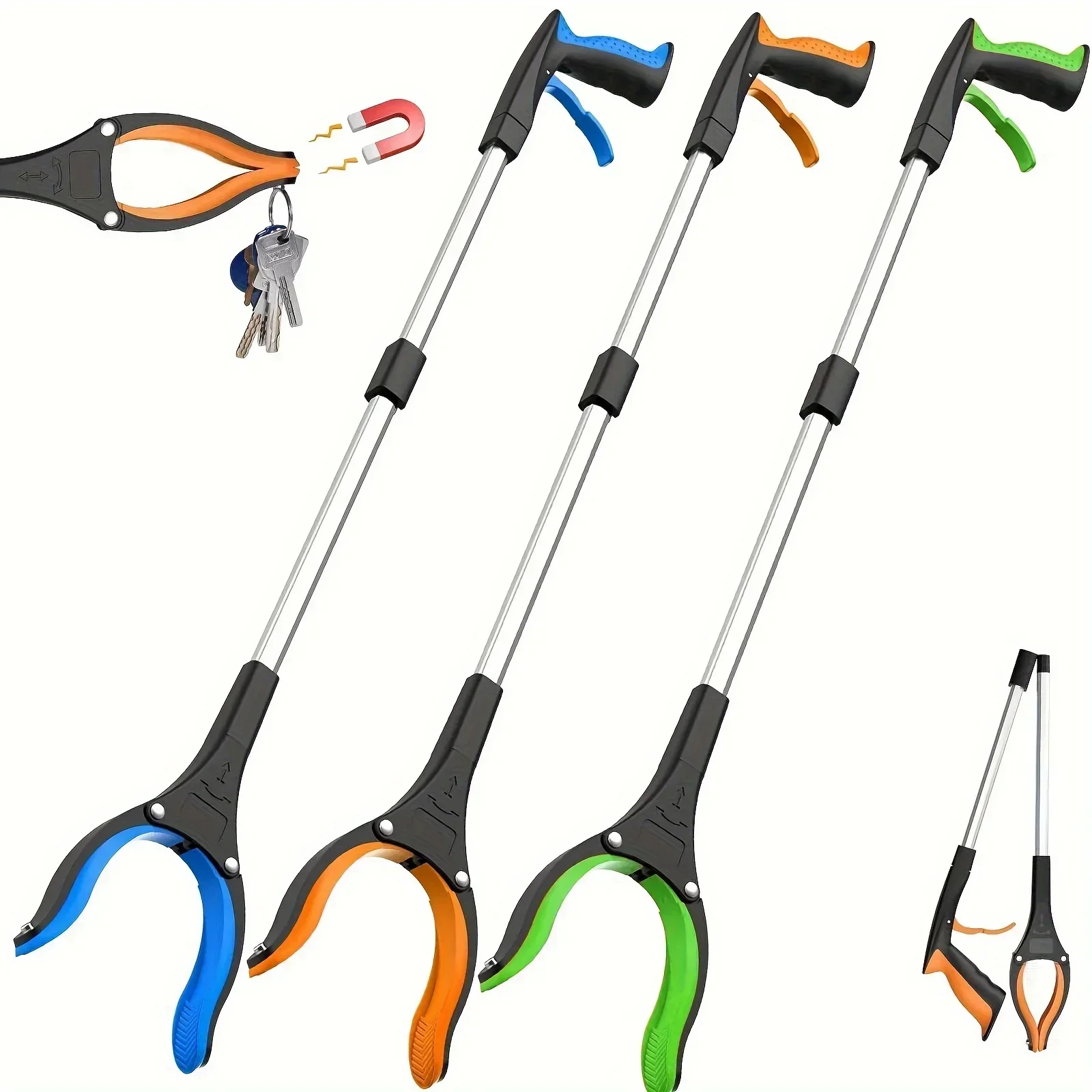 Afbeelding van Vouwbare Huisvuilopzweper met Grijper – Robuuste Litter Picker voor Senioren en Huishoudelijk Gebruik, Ideaal voor Buiten en Binnen