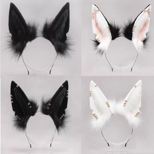 Bild von Weihnachten Frauen Tier Wolf Ohren Kopfschmuck Plüsch Haarband pelzigen Lolita Stirnband Anime für Halloween Cosplay Zubehör