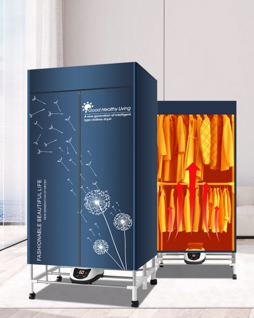 Imagen de Secador de ropa eléctrico portátil, secadora de ropa con calefacción de 220V-1500W, secadora de ropa con temporizador, secadora de ropa eléctrica