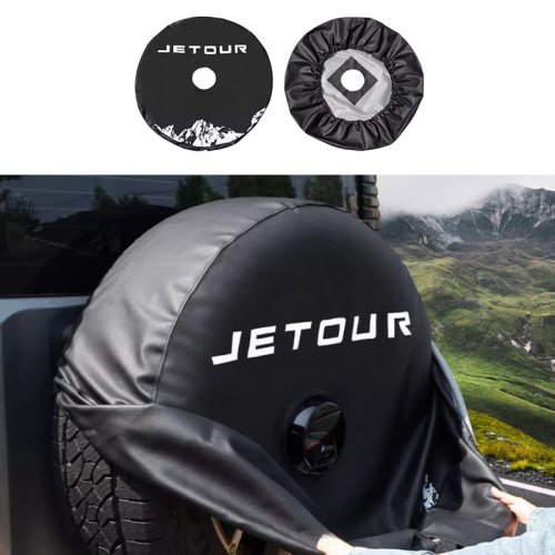 Imagen de Funda de Cuero Premium para Neumático de Repuesto Compatible con Jetour Traveler T2 2023-2024 - Accesorio Exterior para Coche con Instalación Fácil y Diseño Elegante
