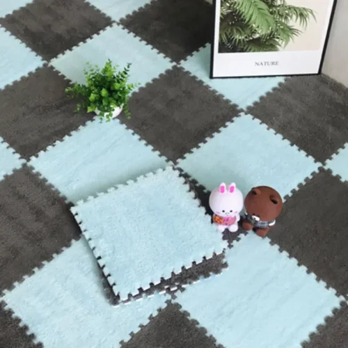 Zdjęcie 30 * 30 CM Miękki pluszowy dywanik dla dzieci Mata do zabawy Puzzle Dywan Ciepły dywanik do zabawy B...