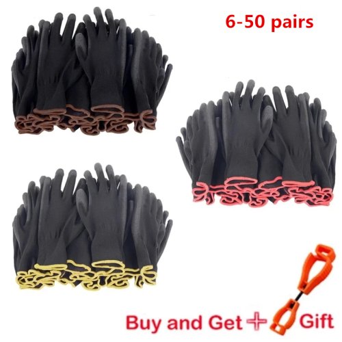 Imagen de Guantes de Trabajo Recubiertos de Nitrilo con Palma de PU para Construcción y Mantenimiento Industrial