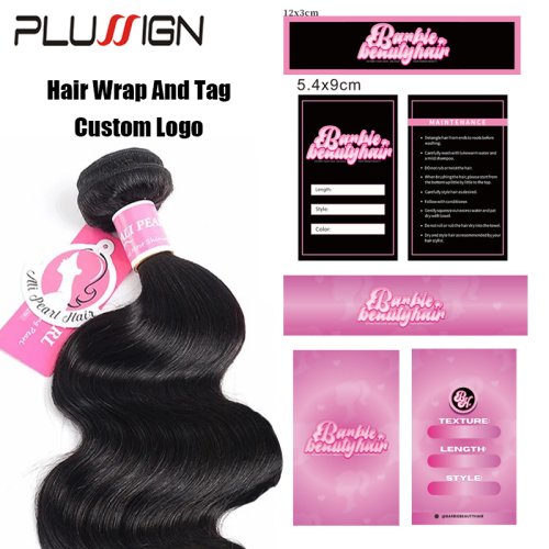 Zdjęcie Niestandardowe etykiety i zawieszki do peruk – 200 sztuk z personalizowanym logo, idealne opakowanie dla hurtowników włosów i akcesoriów