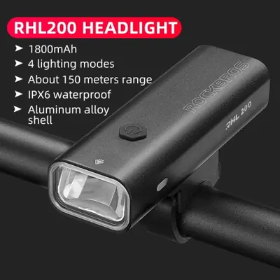 Image de Lampe Vélo LED Ultra Légère 2000mAh - Étanche & Rechargeable USB-C