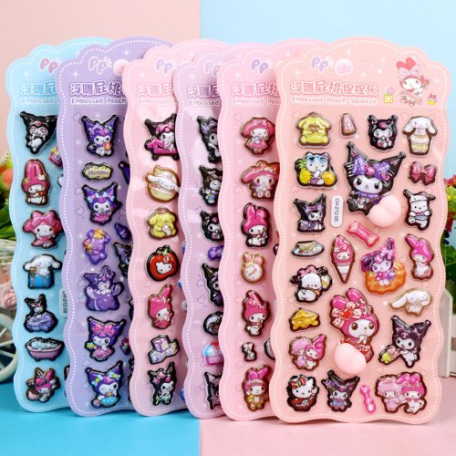 Zdjęcie Urocze 3D Naklejki na Pośladki Sanrio – My Melody, Kuromi, Cinnamoroll – Kawaii, Antystresowe, Puszyste Naklejki do Ściskania z Efektem Reliefu