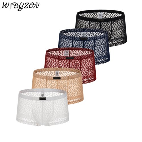 Immagine di Boxer in pizzo da uomo Mutandine Intimo Boxer traslucidi sexy da uomo U Pouch Boxer Traspirante Ropa Interior Hombre Sottovesti