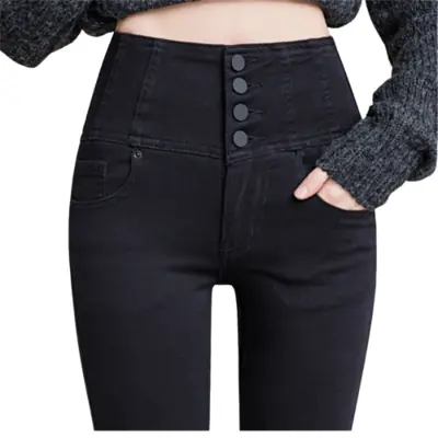 Image de Jeans Taille Haute Stretch Noir - Contrôle du Ventre