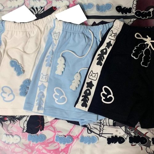 Immagine di Pantaloncini Estivi Harajuku Y2K con Stampa Carina e Contrasto di Colore – Abbinamenti Dolci e Pendolari Giapponesi per Ragazze Punk