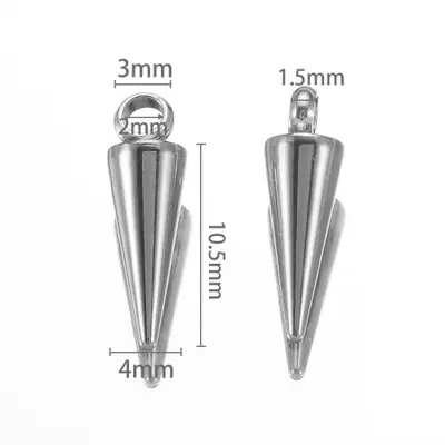 Image de 10 Breloques Cône Acier Inoxydable - Pendentifs Rétro pour Bijoux