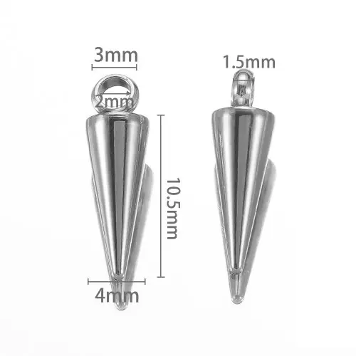 Image de 10 Breloques Cône Acier Inoxydable - Pendentifs Rétro pour Bijoux