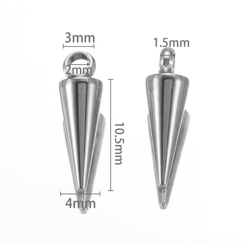 Image de 10 Breloques Cône Acier Inoxydable - Pendentifs Rétro pour Bijoux