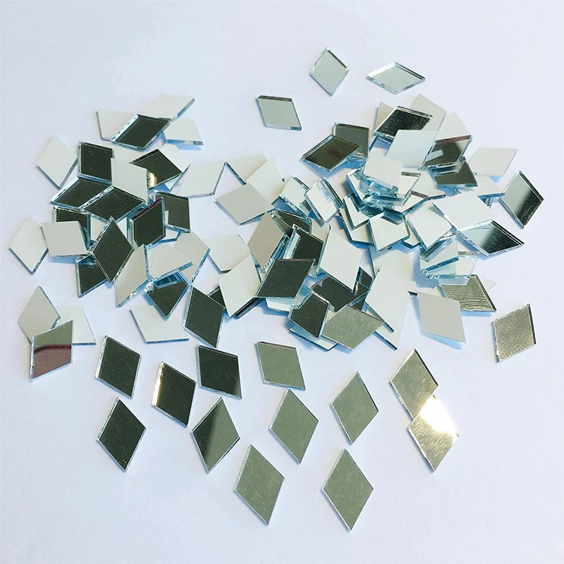 Immagine di 100 ~ 500PCS Specchio Mosaico Piastrella Adesivo Bulk Diamante Forma di Rombo Mestiere FAI DA TE Acc...