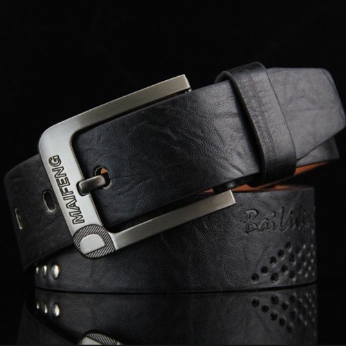 Immagine di Cintura Uomo in Vera Pelle di Lusso con Fibbia Classica – Stile Business, Cowboy e Vintage in Lega di Alta Qualità