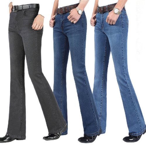 Imagen de Pantalones Vaqueros Acampanados para Hombre con Elástico, Tiro Medio y Diseño Moderno en Varias Tonos - Tallas 26 a 40