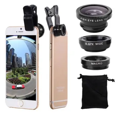 Objectif 3-en-1 pour Smartphone : Grand Angle, Macro & Fisheye