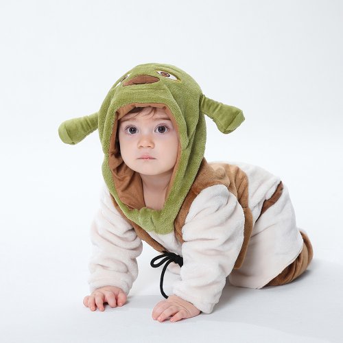 Image of Adorable Green Monster Kigurumi Onesie for Babies & Toddlers – Cozy Winter Costume for Kids Aged 0-3 Years