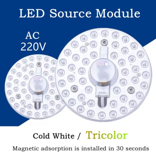 Immagine di Lampada LED Circolare Dimmerabile AC220V, Anello Luce Tricolore Bianco Freddo, Pannello Plafoniera Rotonda 36W/24W/18W/12W per Soggiorno e Camera da Letto