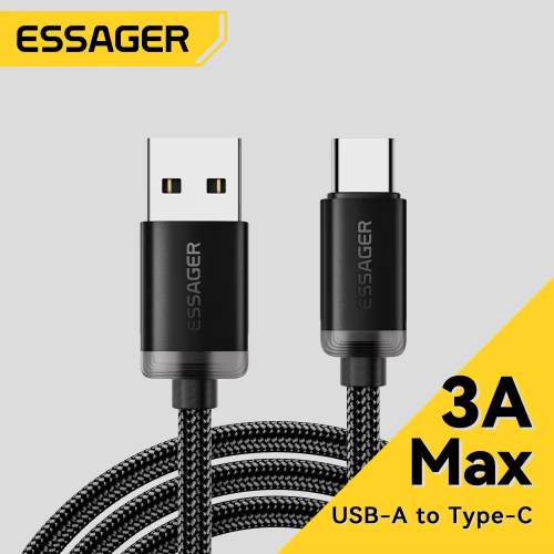 Imagen de Essager-Cable USB tipo C 3A, Cables de carga rápida USB A a tipo C para iPone 15, Samsung, Xiaomi, Cable cargador de datos para teléfono móvil