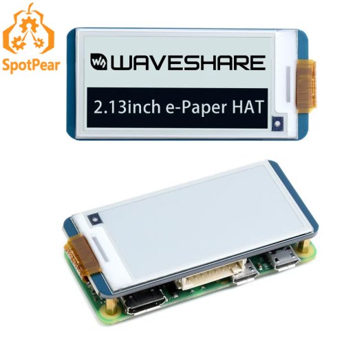 Bild von 2,13 Zoll E-Ink Display Hat für Raspberry Pi 2 – SPI Schnittstelle, 250 x 122 Pixel, E-Paper Bildschirm mit hoher Lesbarkeit und geringem Stromverbrauch