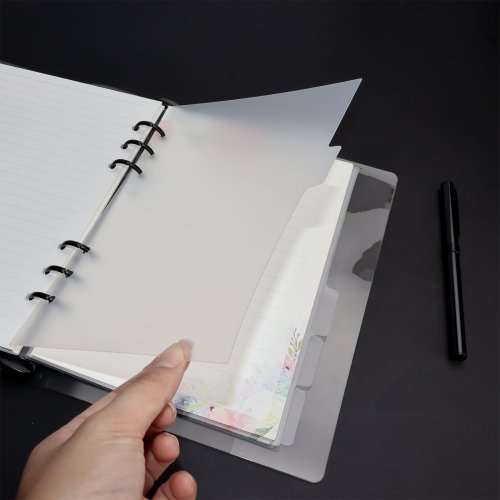 Image of Transparent Paper Index Divider for A5 and A6 Binders – 6-Hole Punched Organizational Tabs for Planners, Notebooks, and Office Stationery