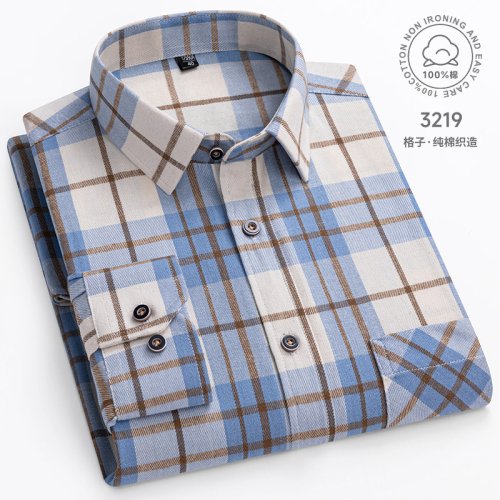 Afbeelding van Heren Overhemd 100% Puur Katoen Flanel Zacht Geborsteld met Lange Mouwen, Enkele Zak, Normale Pasvorm, Comfortabele Casual Geruite Stijl, Beschikbaar in Maten S tot 8XL