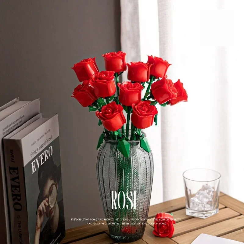 Image de Roses Éternelles en Blocs de Construction
