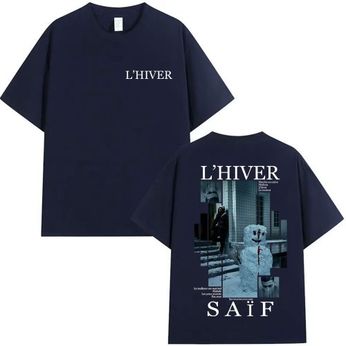 Immagine di Rapper L'HIVER Saif Album 2025 T-shirt grafica T-shirt a maniche corte Hip Hop gotica da uomo T-shirt in cotone vintage Fans Streetwear