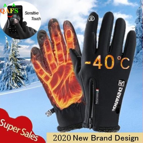 Imagen de Guantes de Invierno Impermeables y Térmicos con Forro de Lana, Resistentes al Agua, con Pantalla Táctil y Antideslizantes para Moto, Ideales para Hombre y Mujer