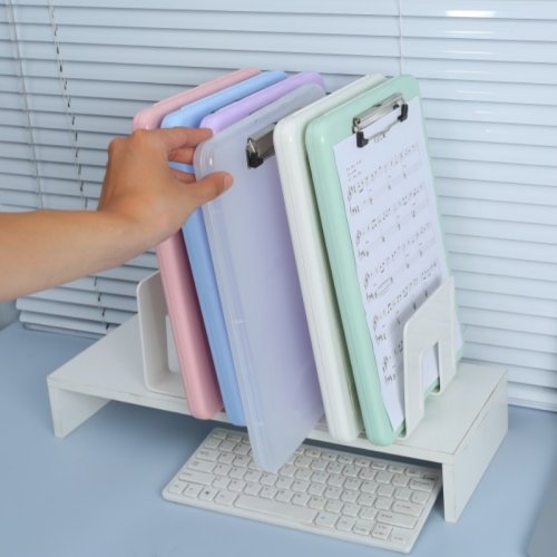 Bild von Multifunktionale Schreibtafel mit Aktenordner und Dokumentenaufbewahrungsbox – A4-Ordner, Buchblock, Klemme & Schreibwaren in 6 stilvollen Designs