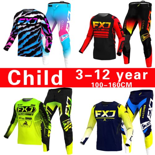 Immagine di Set Completo da Motocross per Bambini - Tuta da Corsa Off-Road con Maglia e Pantaloni per Dirt Bike, MTB, DH, UTV e Enduro