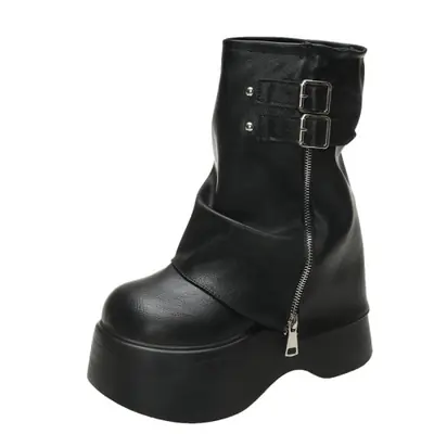 Image de Bottines Femme Cuir Souple - Plateforme 9cm