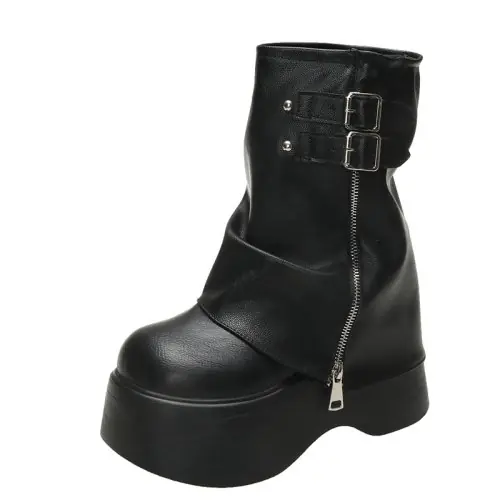 Image de Bottines Femme Cuir Souple - Plateforme 9cm