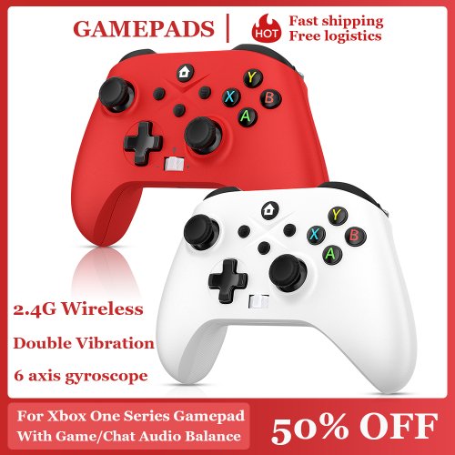 Afbeelding van 2.4G Draadloze Gamepad voor Xbox One, Xbox Series S/X, PC en Windows 7/8/10 met Dual Vibratie en Zes-as Multi-game Controller