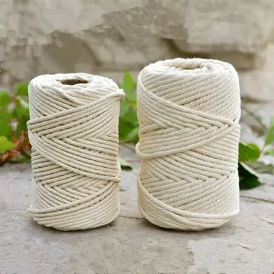 Image de Macramé Boho Fait Main - Fil Coton Beige