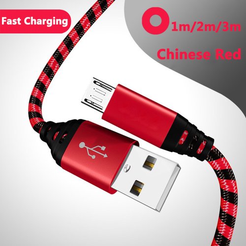 Afbeelding van Nylon gevlochten opladerkabel Micro USB met 2A snel opladen voor Samsung Galaxy A3, A5, A7 en Huawei Android smartphones – robuust en betrouwbaar