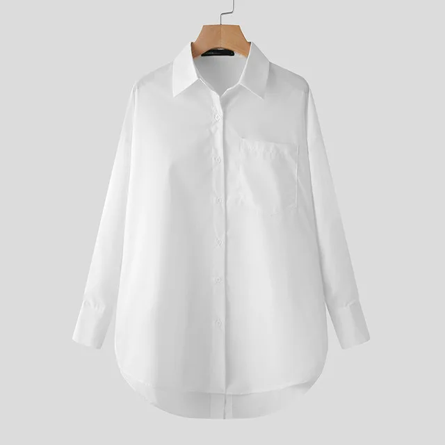 Immagine di 2025 Camicie da donna moda estiva Tuniche bianche Camicetta Top a maniche lunghe Top casual con bottoni solidi