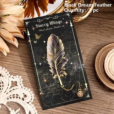 Image de Marque-page élégant avec pendentif plume colorée