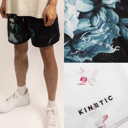 Image of Men's Kinetic Print Quick-Dry Mesh Shorts for Gym, Fitness, Basketball & Streetwear
