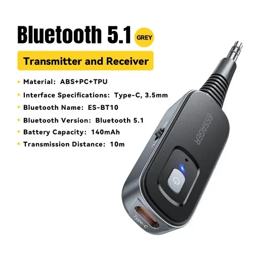 Image de Adaptateur Bluetooth Audio 5.1 - Émetteur/Récepteur 3.5mm avec Micro