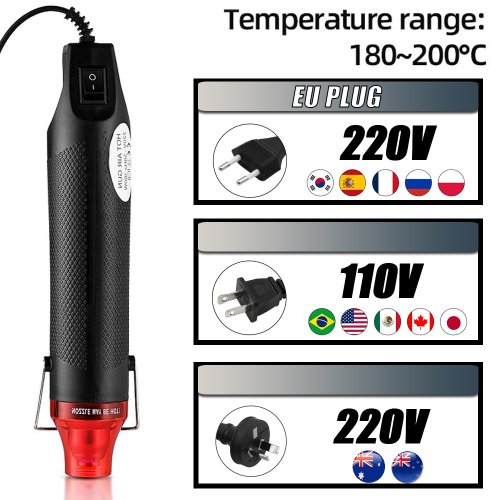 Imagen de Pistola de Aire Caliente 300W Portátil para Manualidades y DIY: Herramienta Multifuncional para Envoltura Retráctil y Trabajo con PVC
