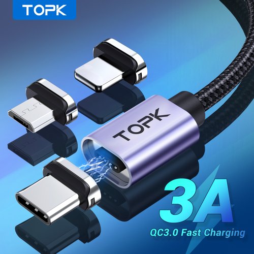 Afbeelding van Magnetische Oplaadkabel 3A met LED Licht voor Micro USB en Type-C - Universele Telefoonopladersnoer voor iPhone, Android en Andere Apparaten