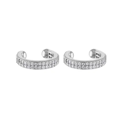 Image de Boucles d'oreilles pince luxueuses en or/argente avec zircons