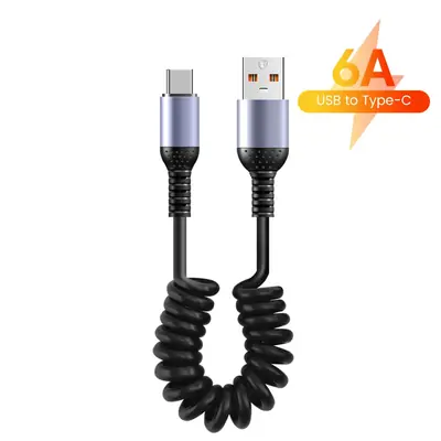 Image de Câble USB-C à USB-C Ressort 66W - Charge Rapide pour iPhone 15, Samsung, Huawei, Xiaomi