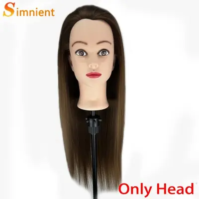 Image de Tête Mannequin Cheveux Raides 70 cm - Idéale pour Coiffure & Tressage