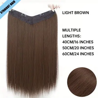 Image de Extensions de Cheveux Synthétiques Longues & Lisses - Clip en Une Pièce