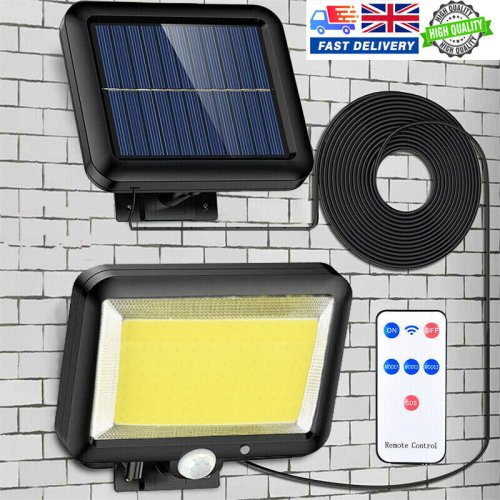 Imagen de Lámpara Solar de pared 117 COB, luces Led con Sensor de movimiento, 3 modos con Control remoto, lámpara impermeable para exteriores para decoración de jardín y patio