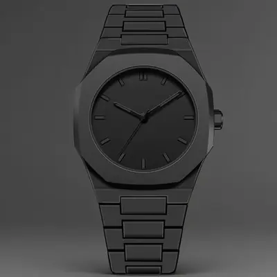 Image de Montre Homme Noire Élégante - Style Simple & Quartz